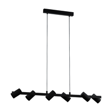 B2B Spec 204892A - 6 LT Pendant w/ a Black Finish & Black Cylinder Shaped Adjustable Shades