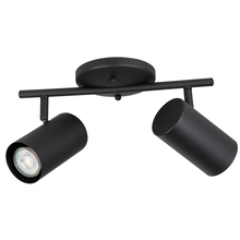 B2B Spec 205135A - 2 LT Fixed Track Light w/ Black Finish & Black Adjustable Cylinder Shades