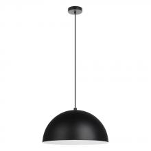 B2B Spec 205292A - Rafaelino - 1 LT Pendant with a Structured Black Exterior and Matte White Interor Metal Shade