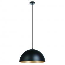 B2B Spec 205293A - 1 LT Pendant With a Structured Black Exterior and Gold Leaf interior Metal Shade 1-60W E26