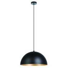 B2B Spec 205293A - 1 LT Pendant w/ Black Exterior & Gold Leaf interior Metal Shade