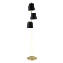 B2B Spec 205302A - 3 LT Floor Lamp, Brushed Brass Finish & Black w/ Gold Interior Shades