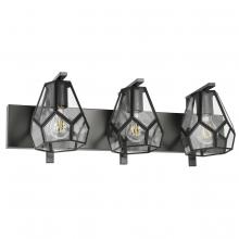 B2B Spec 205365A - 3 Lt Bath/Vanity Light With a matte black finish and Clear Glass Geometric shades