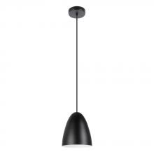 B2B Spec 205418A - Sarabia - Single Light Pendant with a Structured Black Exterior and Matte White Interior Metal Shade