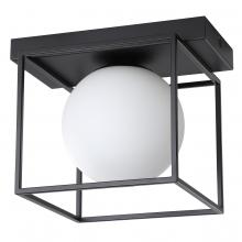 B2B Spec 205618A - 1 LT Open Frame Ceiling Light or Wall Light With Matte Black Finish and White Sphere Shaped Glass