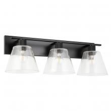 B2B Spec 205619A - 3 LT Bath/Vanity Light With Matte Black Finish and Clear Glass Shades 3-60W E26 Bulbs