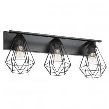 B2B Spec 205621A - 3 Lt Bath/Vanity Light With a matte black finish and Open Frame Geometric shades