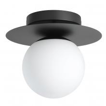 B2B Spec 205631A - 1 Lt Ceiling Light Structured Black Finish and White Glass Shade 1-60W E26 Bulb
