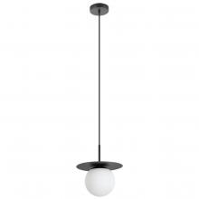 B2B Spec 205632A - 1 Lt Mini Pendant With Structured Black Finish and White Glass Shade 1-60W E26 Bulb