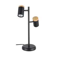 B2B Spec 205832A - 2 LT Table Lamp w/ Black Finish & Black w/ Wood Accent Adjustable Lamp Heads