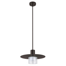 B2B Spec 205845A - 1 LT Pendant w/ Black a Finish, Matte Nickel Disc & White Interior & Clear Outer Glass