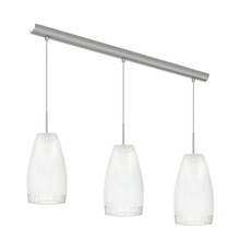 B2B Spec 20598A - 3 LT Linear Pendant w/ Matte Nickel Finish & Satin Crackle Glass Shades