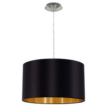 B2B Spec 31599A - 1 LT Pendant w/ a Satin Nickel Finish & Black & Gold Shade