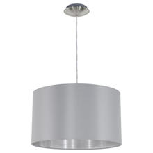 B2B Spec 31601A - 1 LT Pendant w/ Satin Nickel Finish & Grey & Silver Fabric Shade