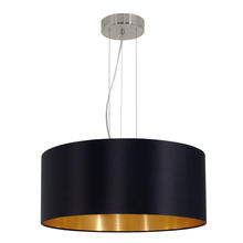 B2B Spec 31605A - 3 LT Pendant w/ Satin Nickel Finish & Black & Gold Shade