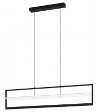 B2B Spec 390024A - 1 LT Intergrated LED Open Frame Linear Pendant With Structured Black Finish and Satin Acrylic Shade