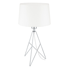 B2B Spec 39181A - 1 LT Table Lamp w/ a Geometric Chrome Base & Round White Fabric Shade