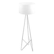 B2B Spec 39232A - 1 LT Floor Lamp with a Geometric Shaped Chrome Base Finish and Round White Fabric Shade