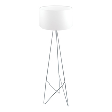 B2B Spec 39232A - 1 LT Floor Lamp w/ a Geometric Chrome Base & Round White Fabric Shade