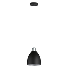 B2B Spec 39487A - 1x60W Mini Pendant w/ Black Exterior and Speckeled Sand color interior shade