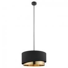 B2B Spec 39925A - 1 Lt Pendant With a Black Finish and Black and Gold Drum Shaped Shade