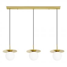 B2B Spec 39953A - 3 LT Linear Pendant w/ Brushed Brass Finish & White Opal Glass Shades