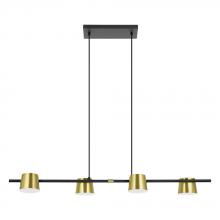 B2B Spec 39985A - 4 LT Linear Pendant w/ Black Finish & Brass & White Metal Shades