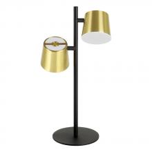 B2B Spec 39986A - Altamira - 2 LT Table Lamp with Structured Black Finish and Brass Exterior and White Interior