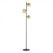 B2B Spec 39987A - Altimira - 3 LT Floor Lamp with Structured Black Finish and Brass Exterior and White Interior