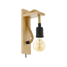 B2B Spec 43197A - Rampside - Open Bulb Wall Light Natural Wood 1x60W