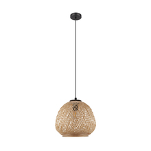 B2B Spec 43261A - 1 LT Pendant with a Black Finish and Natural Wood Dome Shaped Shade 1-60W E26 Bulb