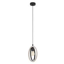 B2B Spec 43461A - 1 LT Open Bulb Mini Pendant w/ a Natural Wood and Black Finish.