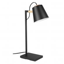 B2B Spec 43613A - 1 Lt Table lamp With a structured black finish and black exterior and white interior metal shade