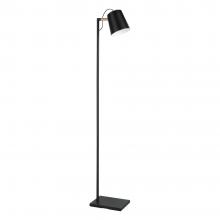 B2B Spec 43614A - 1 Lt Floor Lamp With a structured black finish and black exterior and white interior metal shade