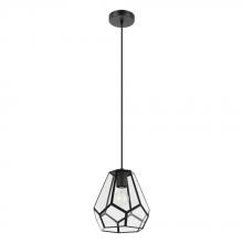 B2B Spec 43643A - Mardyke - 1 LT Pendant with Structured Black Finish and Geometric Clear Glass Shade