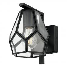B2B Spec 43645A - Mardyke - 1 LT Wall Sconce with Structured Black Finish and Geometric Clear Glass Shade