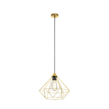 B2B Spec 43679A - Tarbes - 1 LT Open Frame Geometric Pendant with Brushed Brass Finish with Black Acccents