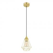 B2B Spec 43681A - Tarbes - 1 LT Open Frame Geometric Mini Pendant with Brushed Brass Finish with Black Acccents