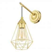 B2B Spec 43684A - Tarbes - 1 LT Open Frame Geometric Wall Light with Brushed Brass Finish with Black Accents