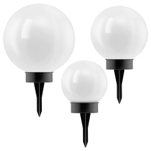 B2B Spec 48483 - SET of 3 Solar LED Outdoor Path Lights w/ White Plastic Sphere Shades