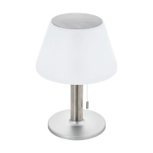 B2B Spec 48749 - Solar Integrated LED Outdoor Table Light w/ a Silver Finish and White Plastic Shade