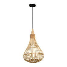 B2B Spec 49772A - 1 LT Pendant w/ Brown Finish & Wood Shade