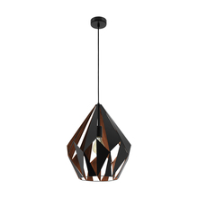 B2B Spec 49878A - 1 LT Pendant w/ Black Finish & Black w/ Copper Interior Geometric Metal Shade