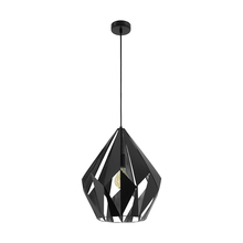 B2B Spec 49879A - 1 LT Pendant w/ Black Finish & Black w/ Silver Interior Geometric Metal Shade