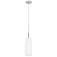B2B Spec 85977A - 1 LT Mini Pendant w/ Matte Nickel Finish & White Frosted Cylinder Glass Shade