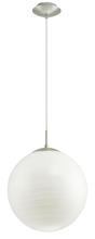 B2B Spec 90009A - 1 LT Pendant w/ Silver Finish & White Etched Sphere Glass Shade