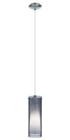 B2B Spec 90304A - 1 LT Mini Pendant w/ Matte Nickel Finish & White Glass Surrounded by Smoked Glass