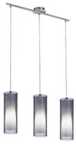 B2B Spec 90305A - 3 LT Linear Pendant w/ Matte Nickel Finish & White Glass Surrounded by Smoked Glass