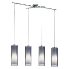 B2B Spec 90306A - 4 LT Linear Pendant w/ Matte Nickel Finish & White Glass Surrounded by Smoked Glass