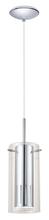 B2B Spec 91326A - 1 LT Mini Pendant w/ Chrome Finish & Chrome Cylinder Surrounded by Clear Glass